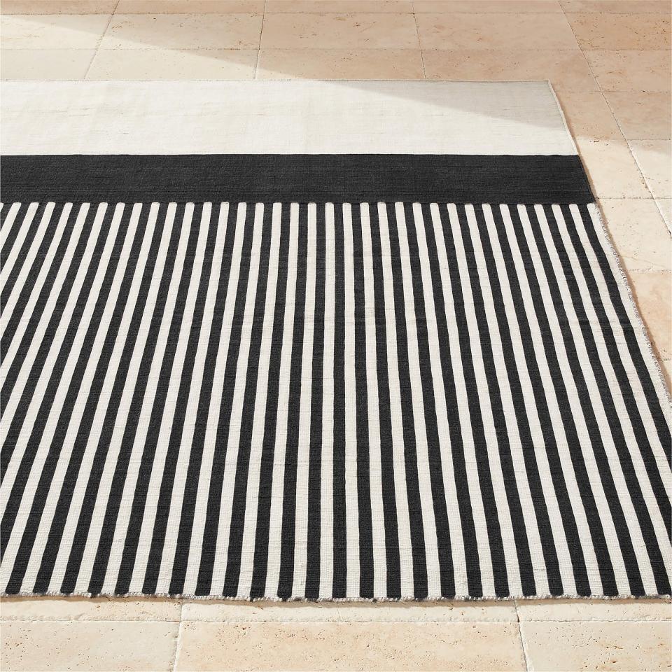 CB2 Rowan Striped Black and White Rug