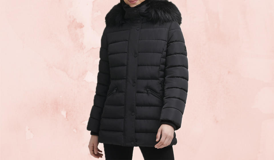 Faux-fur trim and a just-right length make you feel pretty in your puffer. (Photo: Nordstrom Rack)