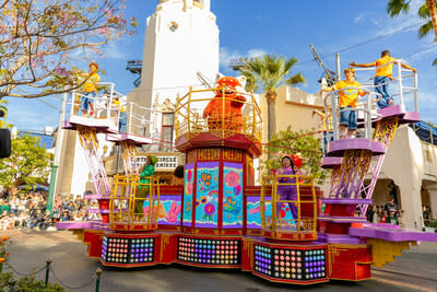 In the new “Better Together: A Pixar Pals Celebration!” parade, dynamic and colorful floats make their way through Disney California Adventure Park in Anaheim, Calif., during Pixar Fest from April 26-Aug. 4, 2024. The parade features high-energy dancing and appearances by more than two dozen Pixar characters, including Pixar friends from Disney and Pixar’s “Turning Red.” (Christian Thompson/Disneyland Resort) 