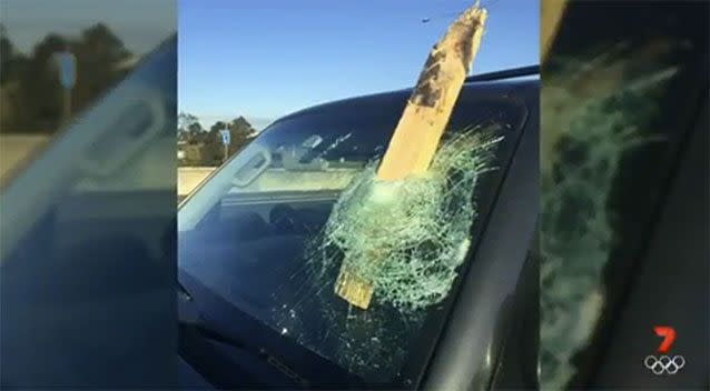 The motorist has now been left to pay the $600 repair bill to mend the broken windscreen. Source: 7 News.