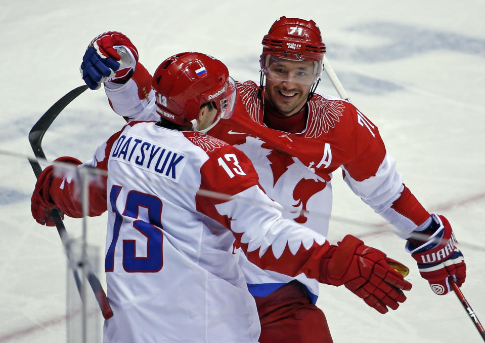 It’s the fifth Olympics for former NHL All Stars Pavel Datsyuk and Ilya Kovalchuk. (AP Photo/Petr David Josek)