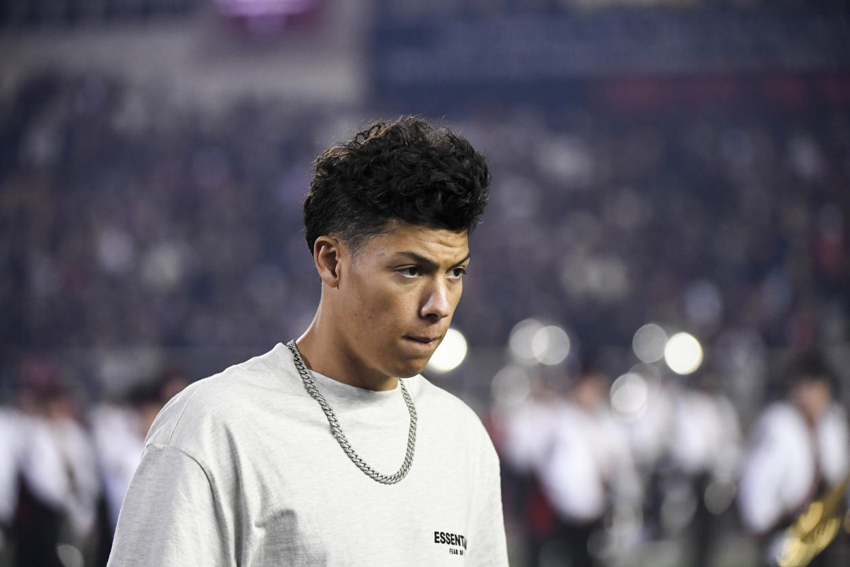 Jackson Mahomes during an NCAA college football game between Texas Tech and Baylor Saturday on Oct. 29, 2022, in Lubbock, Texas. (Justin Rex / AP file)