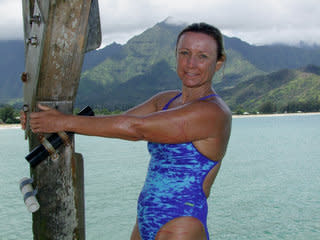 Penny Palfrey will swim with sharks to break a world record. (Photo by Anne O'Malley)