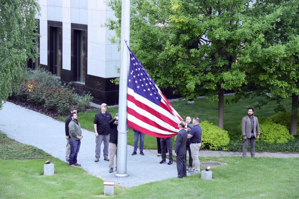 US flag embassy Kyiv Ukraine