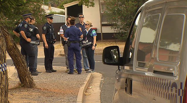 Police at the scene of the attack this morning. Photo: 7News.