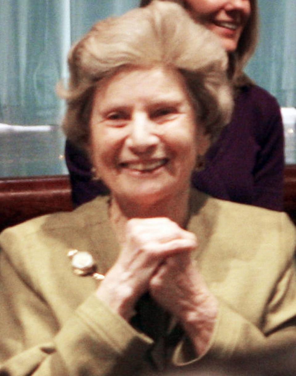 Gizella Abramson, a Holocaust survivor, answers a question from a student at West Johnston High School in this 2010 file photo.