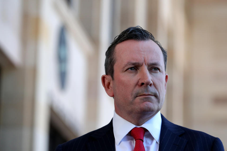 Premier of Western Australia Mark McGowan speaks to the media during a press conference in Perth.