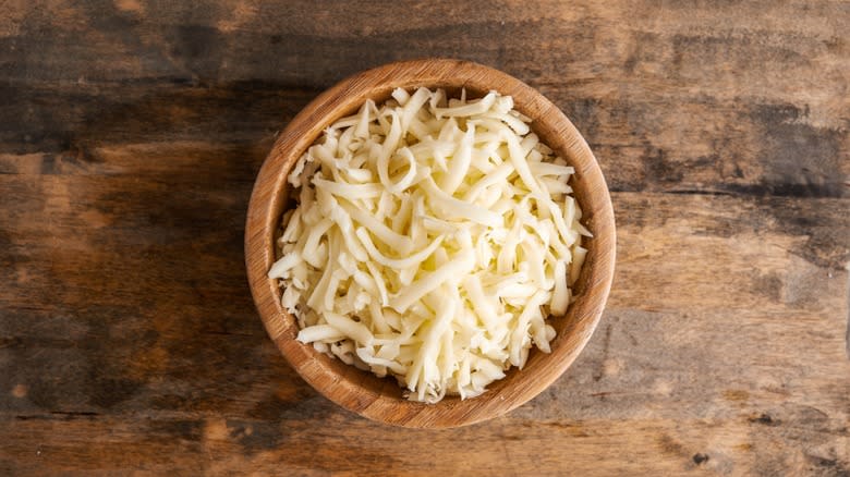bowl of grated cheese