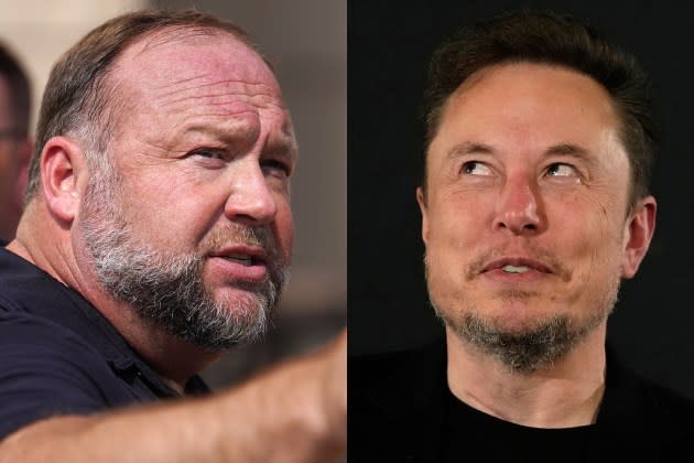 alex-jones-elon-musk-friendship.jpg alex-jones-elon-musk-friendship - Credit: Joe Buglewicz/Getty Images; Kirsty Wigglesworth/POOL/AFP/Getty Images