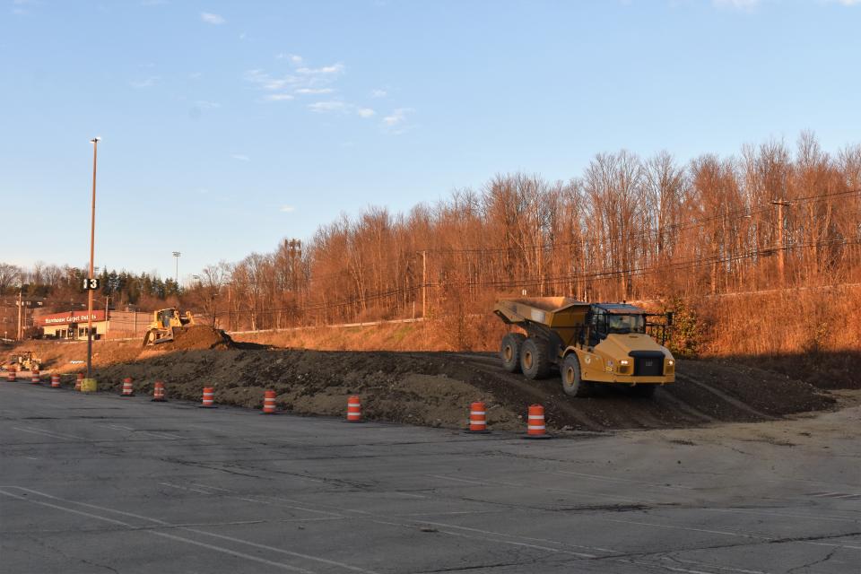 New construction is visible along the east end of the Oakdale Commons along Reynolds Road, where fuel dispensing lanes were approved by the Johnson City Planning Board in September.