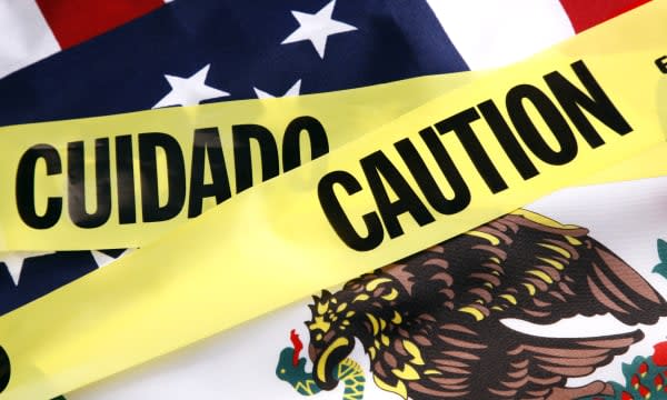 Caution on the US and Mexico Border