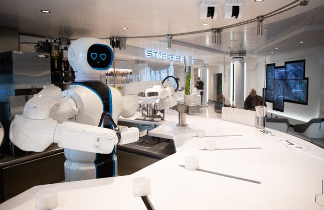 A robotic bartender onboard the cruise ship