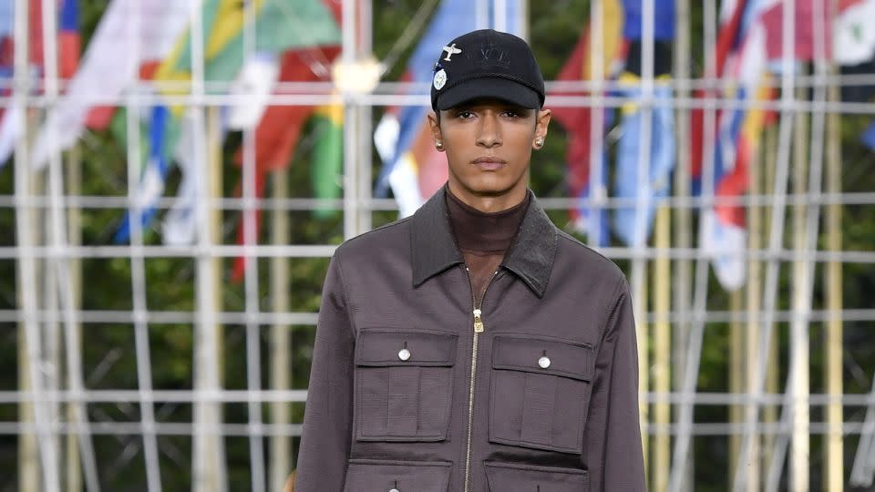 The Louis Vuitton show featured a number of nods to military uniform and aviation. - Victor Virgile/Gamma-Rapho/Getty Images