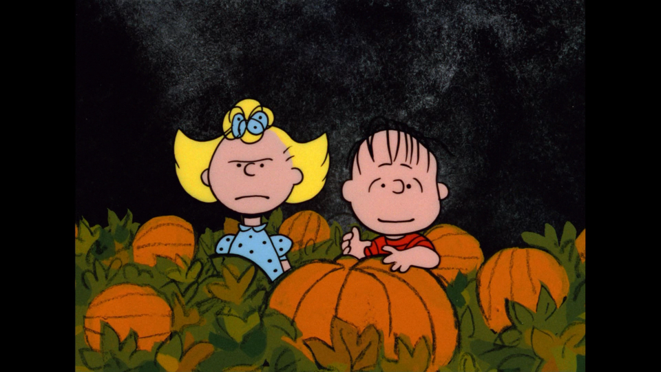 Linus and Sally await the Great Pumpkin in the classic Charlie Brown Halloween special.