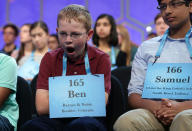 <p>Ben Lenger of Niwot, Colorado, yawns as he waits on stage during round two of 2017 Scripps National Spelling Bee at Gaylord National Resort & Convention Center May 31, 2017 in National Harbor, Maryland. Close to 300 spellers are competing in the annual spelling contest for the top honor this year. (Alex Wong/Getty Images) </p>