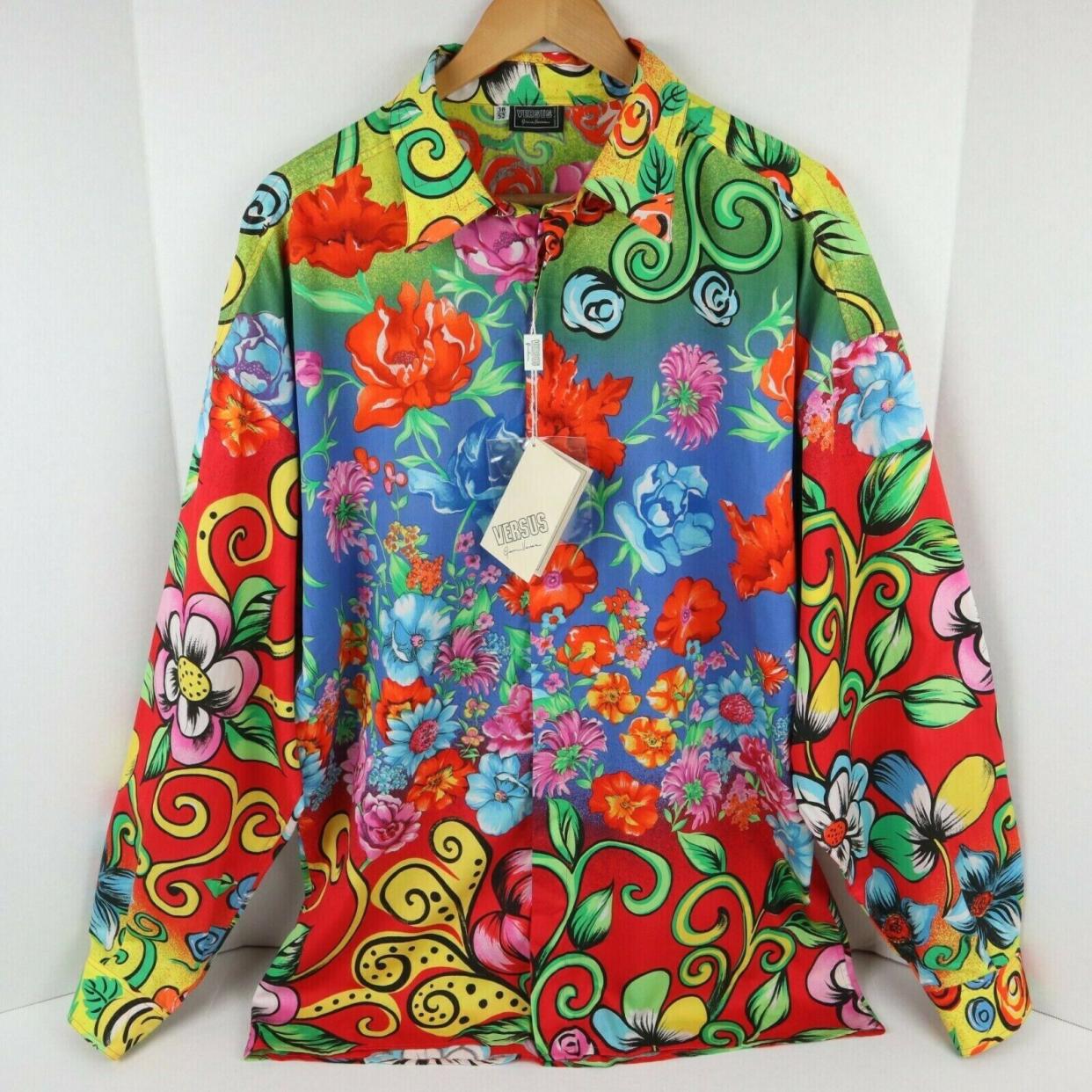 Versus Versace Vintage 1990's Men's Floral Button Shirt