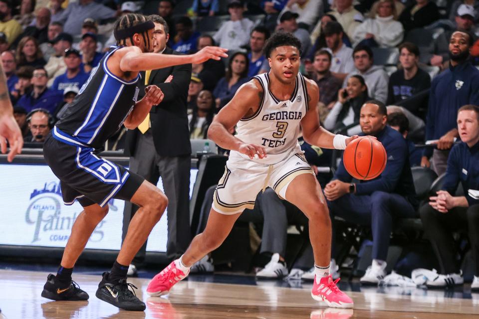 Georgia Tech's Deebo Coleman dribbles against Duke during a January game.