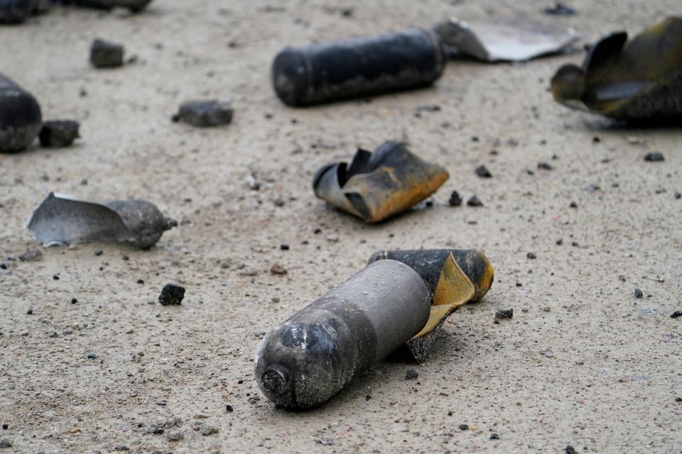 Metal tanks were strewn all over on Tuesday, March 5, 2024, hundreds of feet from explosions that occurred Monday night at the Select Distributors in Clinton Township at 15 Mile Road.