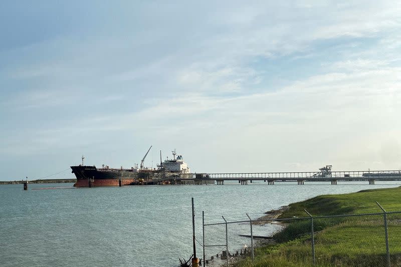 FILE PHOTO: An oil tanker is seen docked at Ingleside near Corpus Christi