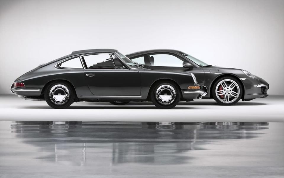 <p>The 1964 Porsche 911 side-by-side with the 2013 edition</p>