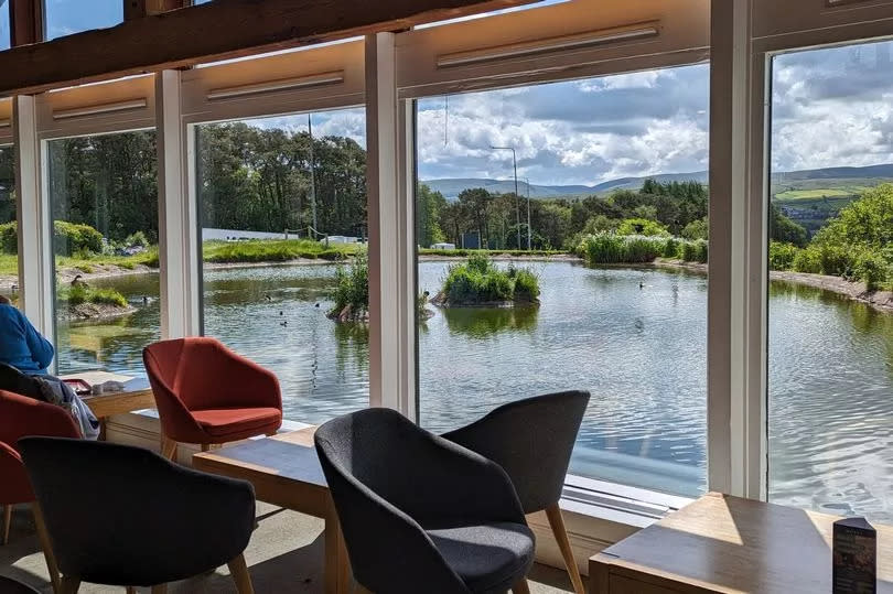 Tebay Services north-bound even has its own duck pond