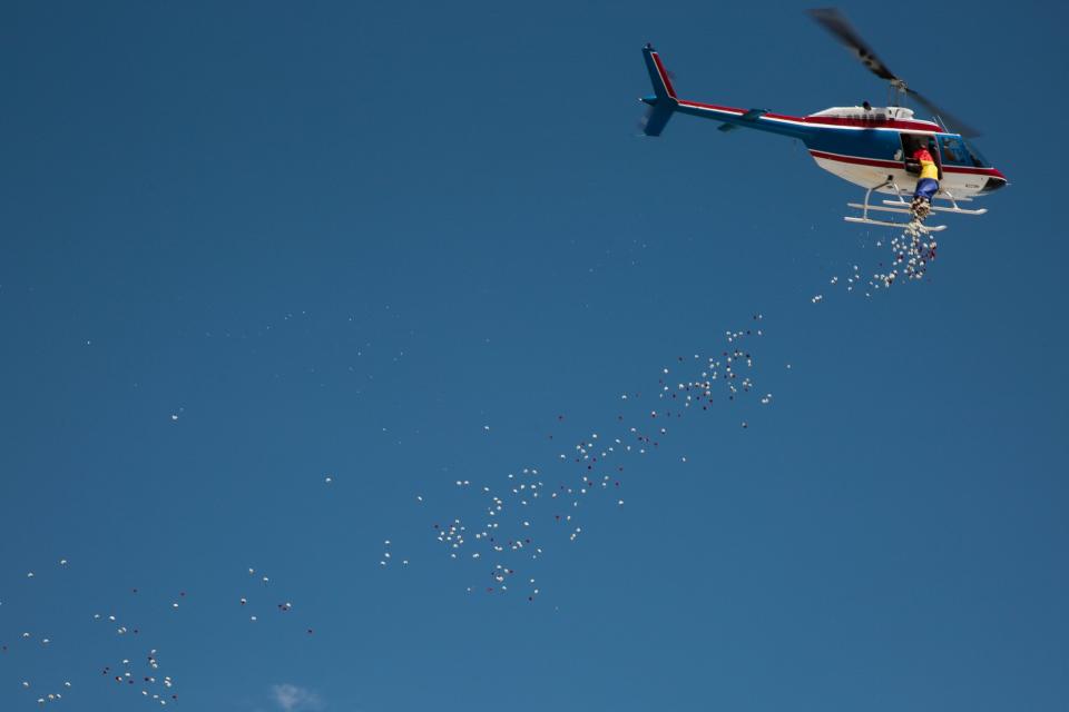 Hundreds of people visited the Palm Springs Air Museum on Sunday, May 30, 2021, for the annual Memorial Day flower drop.