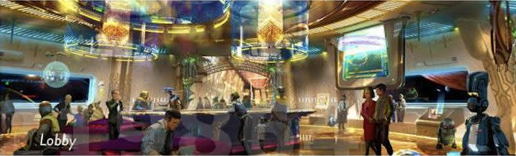 Star Wars land concept art shows a very cool immersive hotel - Credit: WDWNT