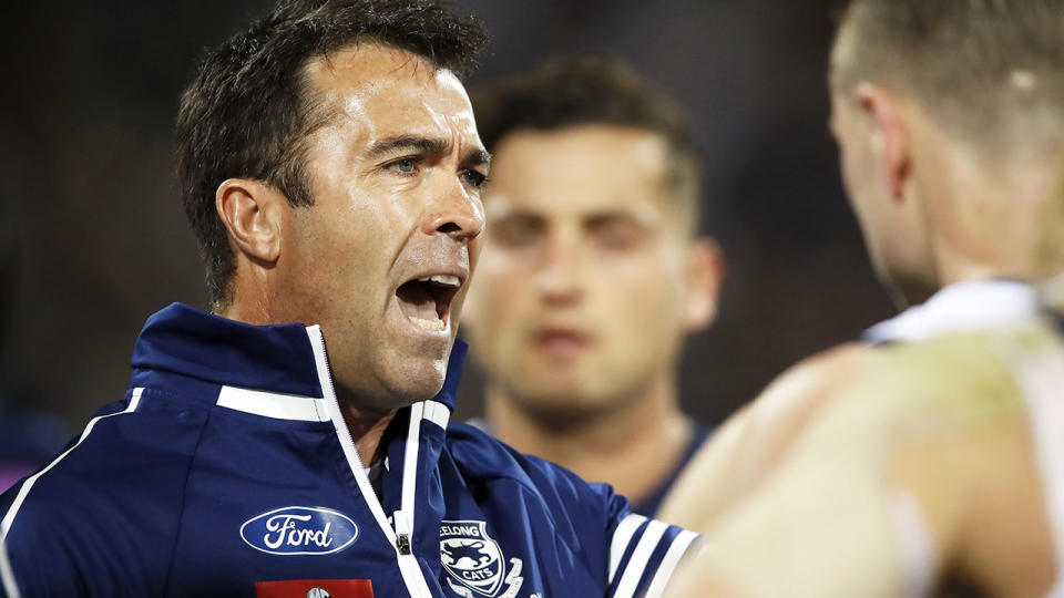 Geelong coach Chris Scott has hit out at the AFL's insistence that they play home finals at the MCG. (Photo by Dylan Burns/AFL Photos via Getty Images)