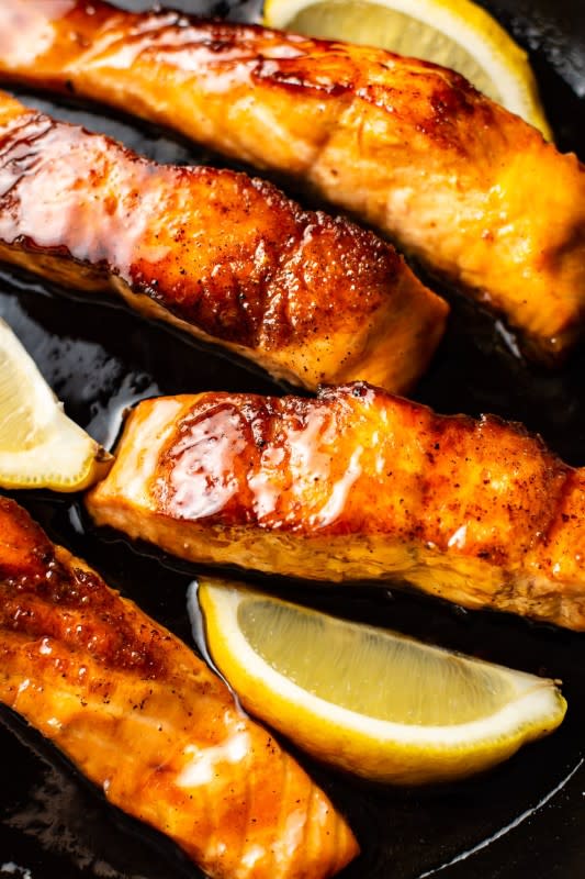 <p>Salt and Lavender</p><p>This honey soy sauce glazed salmon recipe is quick and simple to make with a handful of everyday ingredients. You'll love the addictive savory-sweet sauce!</p><p><strong>Get the recipe: <a href="https://www.saltandlavender.com/honey-glazed-salmon/" rel="nofollow noopener" target="_blank" data-ylk="slk:Honey Glazed Salmon;elm:context_link;itc:0;sec:content-canvas" class="link rapid-noclick-resp"><em>Honey Glazed Salmon</em></a></strong></p><p><strong>Related: <a href="https://parade.com/1347037/kelsey-apley/sides-for-salmon/" rel="nofollow noopener" target="_blank" data-ylk="slk:Delicious Sides For Salmon;elm:context_link;itc:0;sec:content-canvas" class="link rapid-noclick-resp">Delicious Sides For Salmon</a></strong></p>