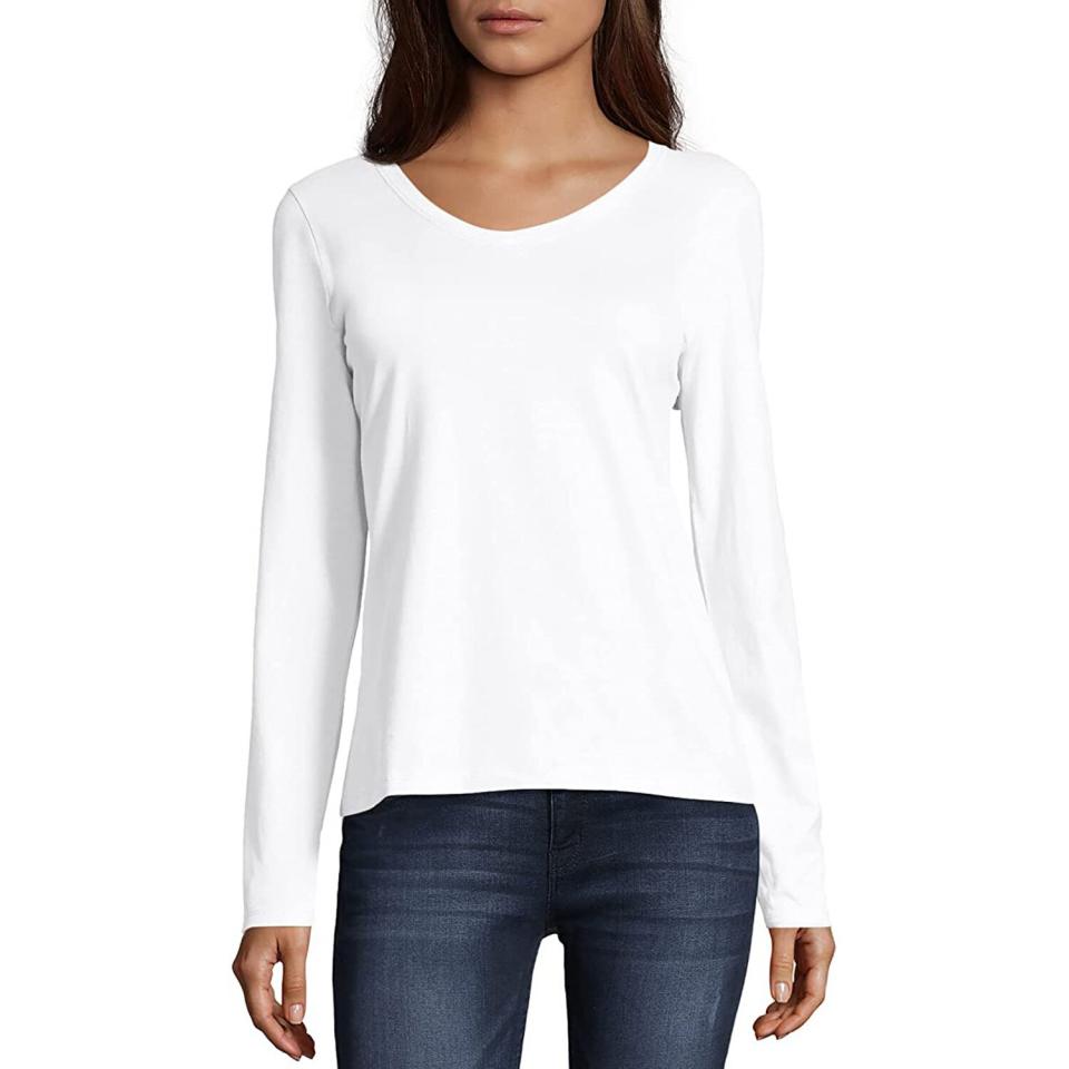 Hanes Women’s Perfect-T Long Sleeve V-neck T-shirt