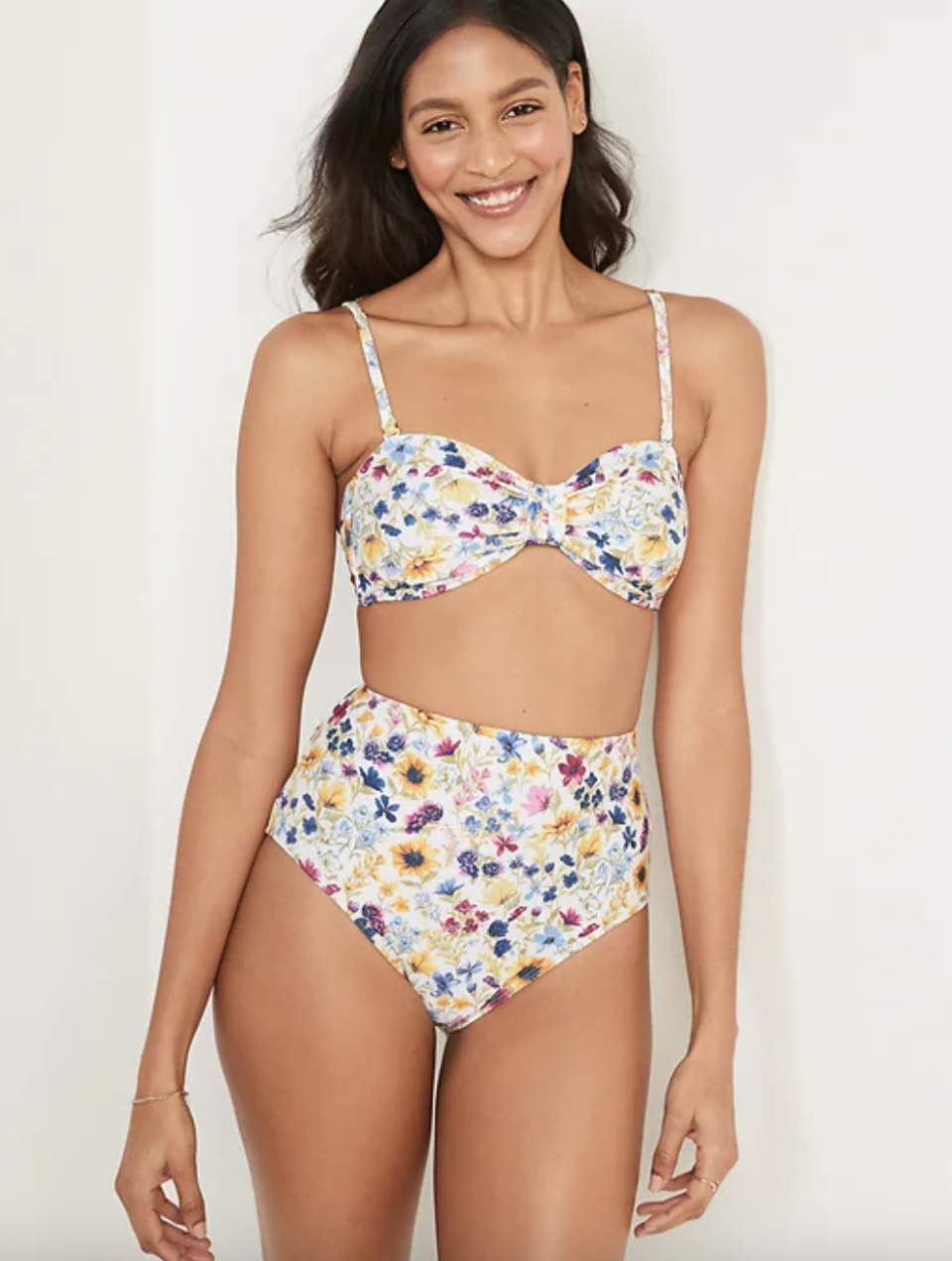 Knotted Bandeau Bikini Swim Top in Wildflowers (Photo via Old Navy)