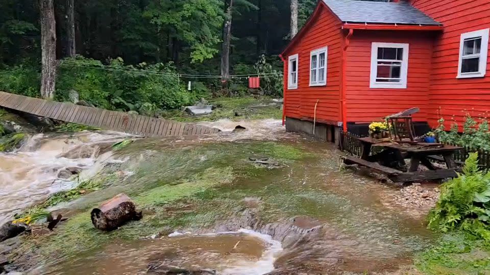 A house damaged in a flooded area in Norfolk, Connecticut. - Norfolk PIO Jon Barbagallo