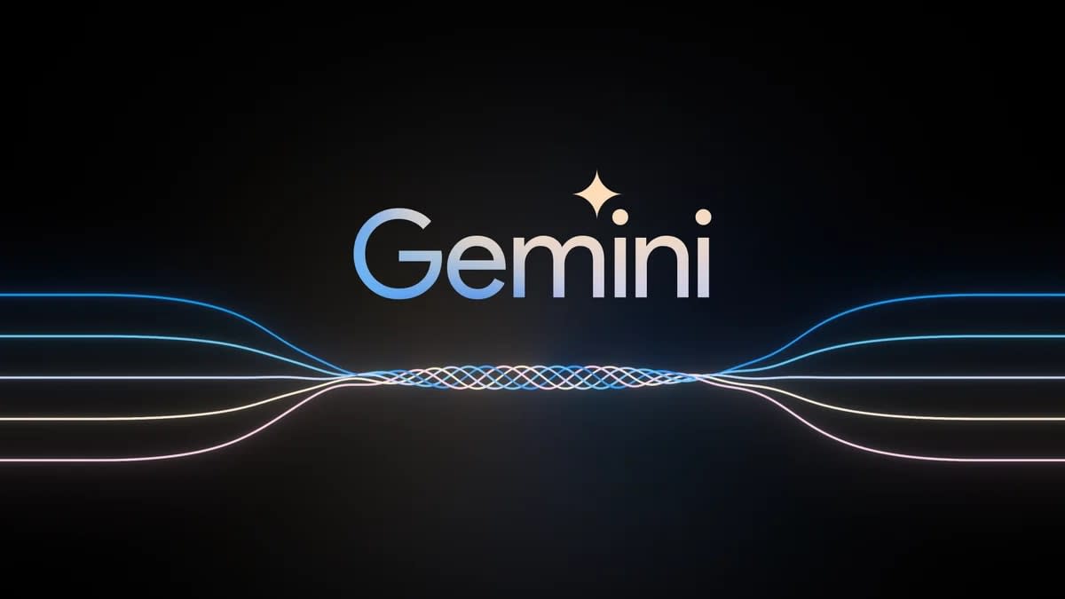  The Google Gemini logo against a black background. 