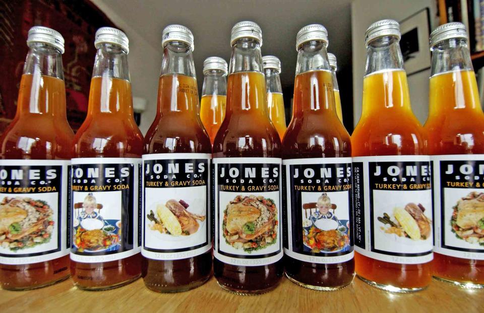 bottles of Jones Soda Co. Turkey and Gravy Soda from 2003