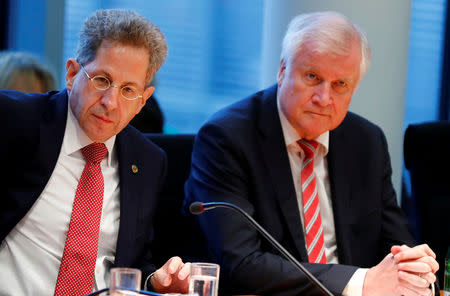 FILE PHOTO: Hans-Georg Maassen (L), President of the Federal Office for the Protection of the Constitution and German Interior Minister Horst Seehofer attend a parliamentary committee hearing of the lower house of parliament Bundestag in Berlin, Germany, September 12, 2018. REUTERS/Fabrizio Bensch/File Photo