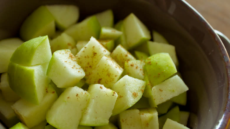 Chopped apples with cinnamon sugar 