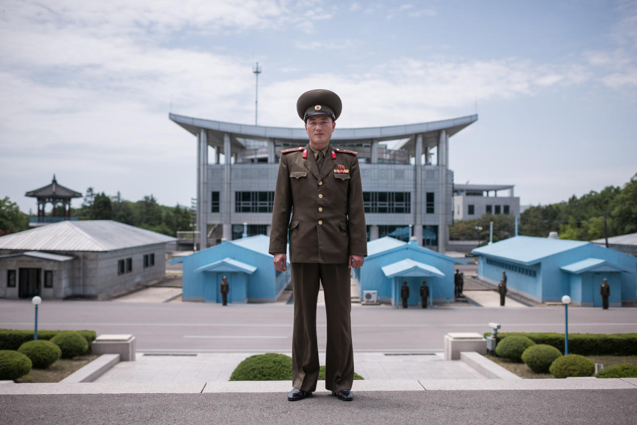 <span class="article-embeddable-caption">A North Korean People’s Army soldier poses for a portrait on the North Korean side of the Joint Security Area in the Demilitarized Zone separating North and South Korea.</span><cite class="article-embeddable-attribution">Source: Ed Jones/Getty Images</cite>