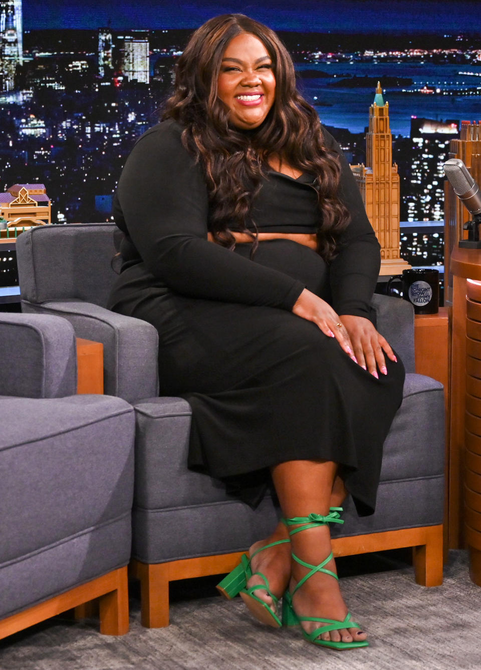 <p>Nicole Byer can't help but smile on Jan. 25 during a visit to <em>The Tonight Show Starring Jimmy Fallon </em>in N.Y.C.</p>