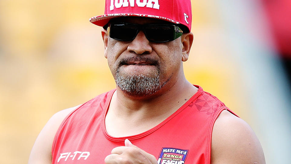 John Hopoate looks on during the Tonga Rugby League World Cup Semi Final Captain’s Run at Mt Smart Stadium on November 24, 2017 in Auckland, New Zealand. (Photo by Hannah Peters/Getty Images)