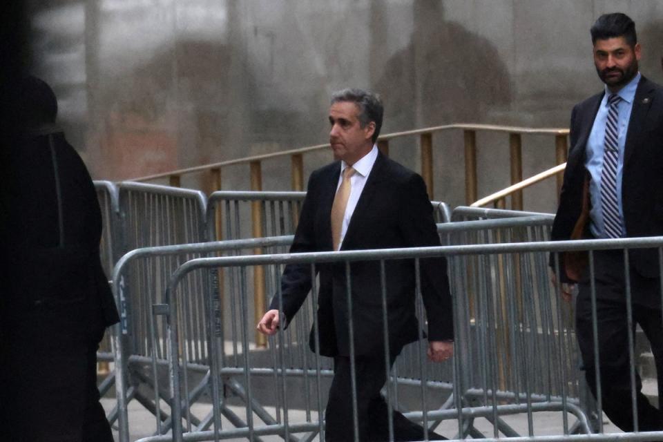 Michael Cohen leaves a criminal courthouse in Manhattan after testifying in Donald Trump’s hush money trial on May 17. (REUTERS)