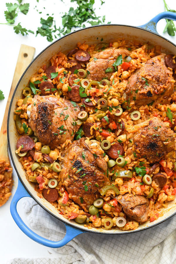 <strong>Get the <a href="https://www.foodiecrush.com/spanish-chicken-and-rice-recipe/" target="_blank">Spanish Chicken and Rice </a>recipe from Foodie Crush</strong>