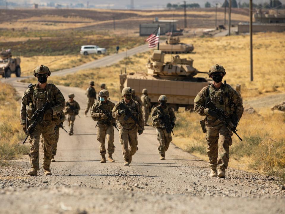 Army soldiers Syria Bradley fighting vehicle