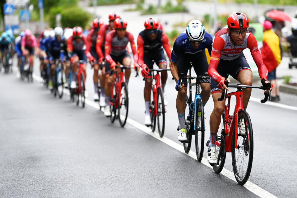 TORTONA ITALY  MAY 17 Bauke Mollema of The Netherlands and Team Trek  Segafredo leads the peloton during the 106th Giro dItalia 2023 Stage 11 a 219km stage from Camaiore to Tortona  UCIWT  on May 17 2023 in Tortona Italy Photo by Tim de WaeleGetty Images