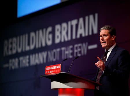 Britain's shadow Secretary of State for Exiting the European Union Keir Starmer delivers his keynote address at the annual Labour Party Conference in Liverpool, Britain, September 25, 2018. REUTERS/Phil Noble