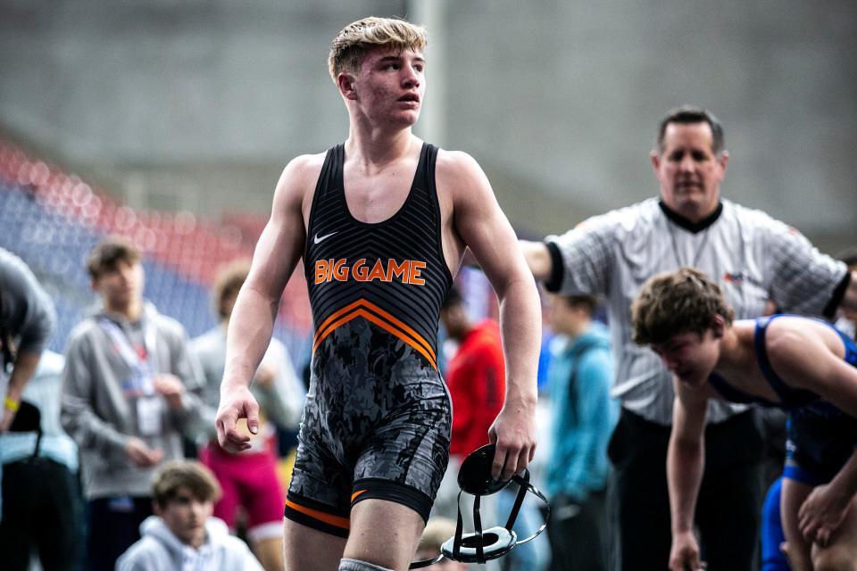 Iowa City High's Cale Seaton won a 16U freestyle state title on Saturday at Southeast Polk High School.