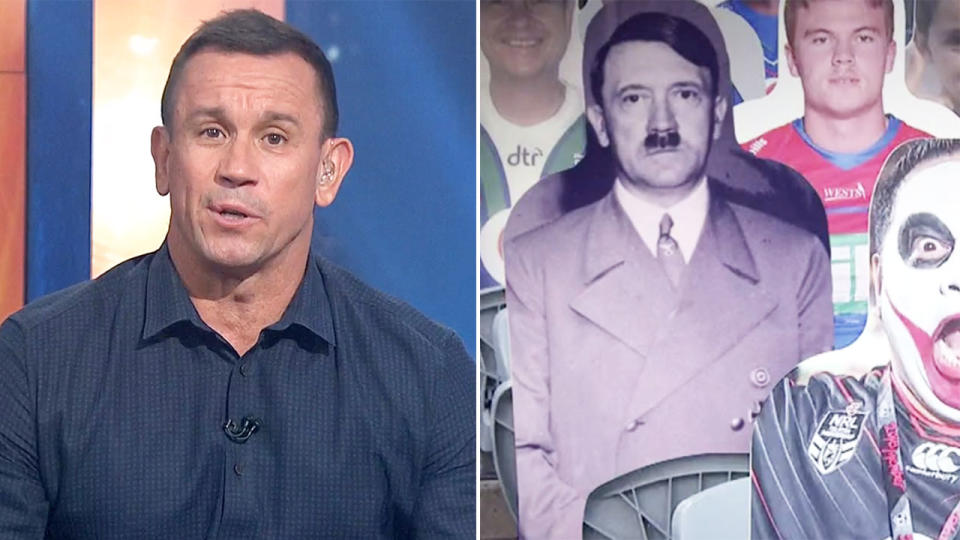 Pictured here, Matty Johns says he's sorry for an ill-conceived gag about Adolph Hitler.