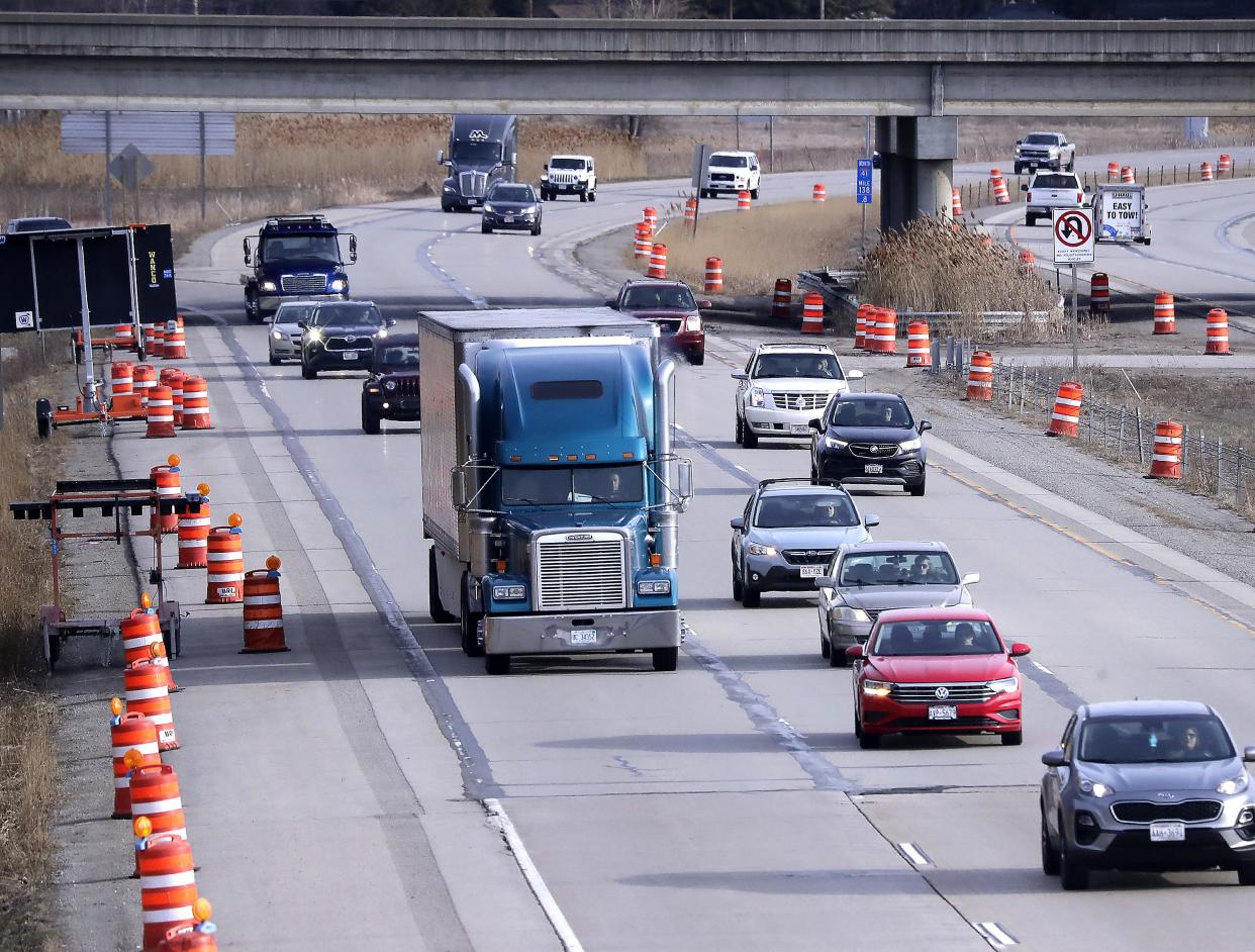 With three lanes of travel in one direction, as seen here on southbound Interstate 41 in Grand Chute, the right and middle lanes are designed for travel and the left lane is designed for passing.