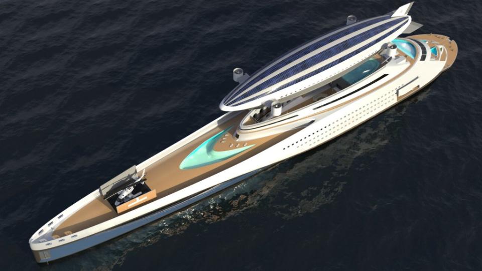 While 24 guests can fit in the blimp, the yacht can accommodate up to 44 guests. Lazzarini Design / SWNS