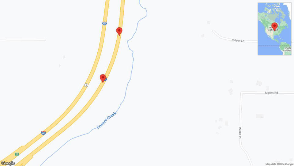 A detailed map that shows the affected road due to 'I-435 Richtung K-5/Exit 18' on January 8th at 1:16 p.m.