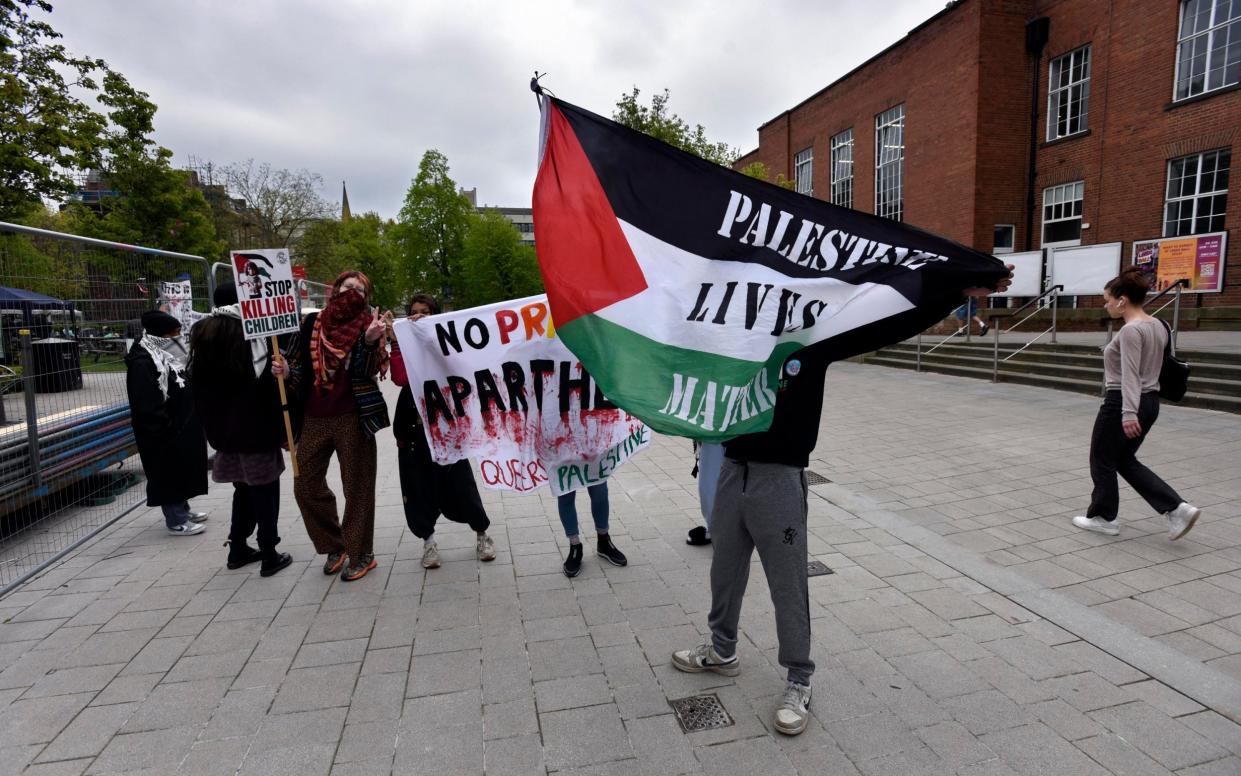 Pro-Palestine  campaigners at the Leeds University